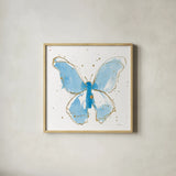 Gilded Butterflies II by Shirley Novak. Shown in a natural wood glass frame for a timeless modern aesthetic. Available as an archival giclee rolled canvas, fine art paper, or poster print. SKU 30833a.