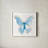 Gilded Butterflies II by Shirley Novak. Shown in a crisp white glass frame for a clean and minimalist style. Available as an archival giclee rolled canvas, fine art paper, or poster print. SKU 30833a.