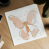 Gilded Butterflies II Blush by Shirley Novak. Shown as a detailed flat fine art print, highlighting archival giclee quality. Available as an archival giclee rolled canvas, fine art paper, or poster print. SKU 34579a.