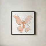Gilded Butterflies II Blush by Shirley Novak. Shown in a sleek black glass frame for a contemporary gallery look. Available as an archival giclee rolled canvas, fine art paper, or poster print. SKU 34579a.