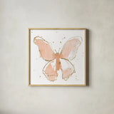 Gilded Butterflies II Blush by Shirley Novak. Shown in a natural wood glass frame for a timeless modern aesthetic. Available as an archival giclee rolled canvas, fine art paper, or poster print. SKU 34579a.