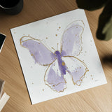 Gilded Butterflies II Lavender by Shirley Novak. Shown as a detailed flat fine art print, highlighting archival giclee quality. Available as an archival giclee rolled canvas, fine art paper, or poster print. SKU 36115a.