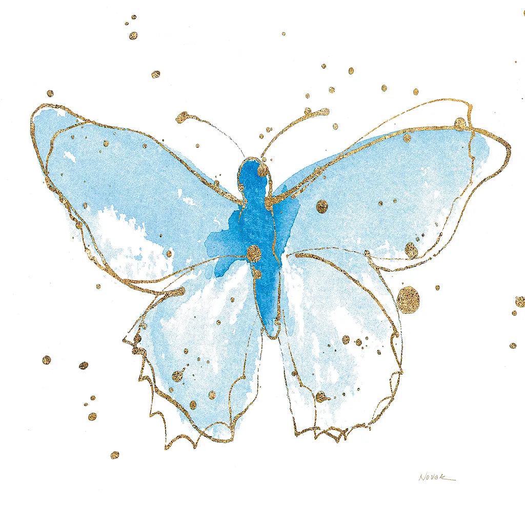 Gilded Butterflies IV by Shirley Novak. SKU 30835a. Archival Giclee Fine art print for wall decor.