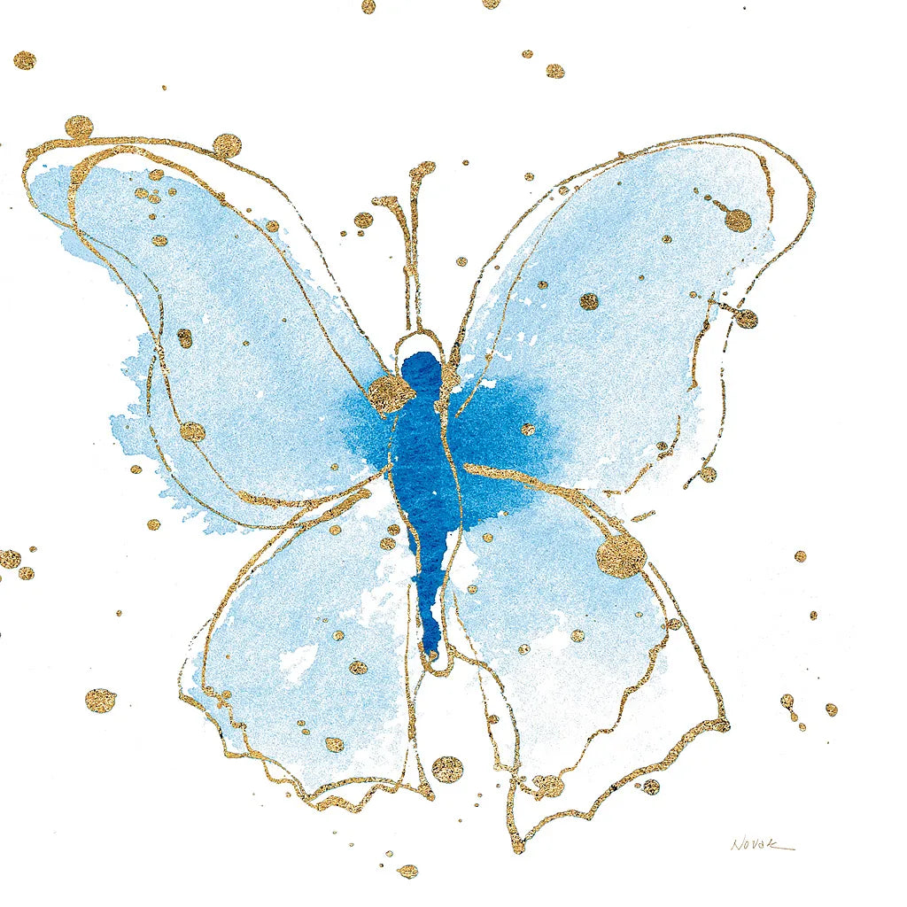 Gilded Butterflies V by Shirley Novak. SKU 30836a. Archival Giclee Fine art print for wall decor.