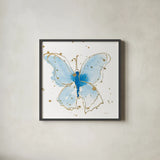Gilded Butterflies V by Shirley Novak. Shown in a sleek black glass frame for a contemporary gallery look. Available as an archival giclee rolled canvas, fine art paper, or poster print. SKU 30836a.