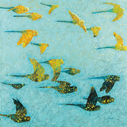 Gilded Flight by Shirley Novak. SKU 88683a. Archival Giclee Fine art print for wall decor.