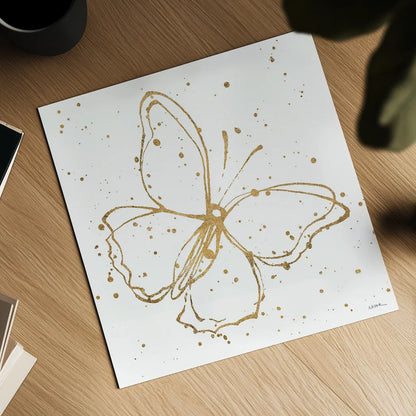 Golden Wings I by Shirley Novak. Shown as a detailed flat fine art print, highlighting archival giclee quality. Available as an archival giclee rolled canvas, fine art paper, or poster print. SKU 29790a.