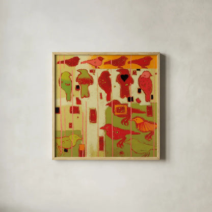 Green Eye by Shirley Novak. Shown in a natural wood glass frame for a timeless modern aesthetic. Available as an archival giclee rolled canvas, fine art paper, or poster print. SKU 92999a.