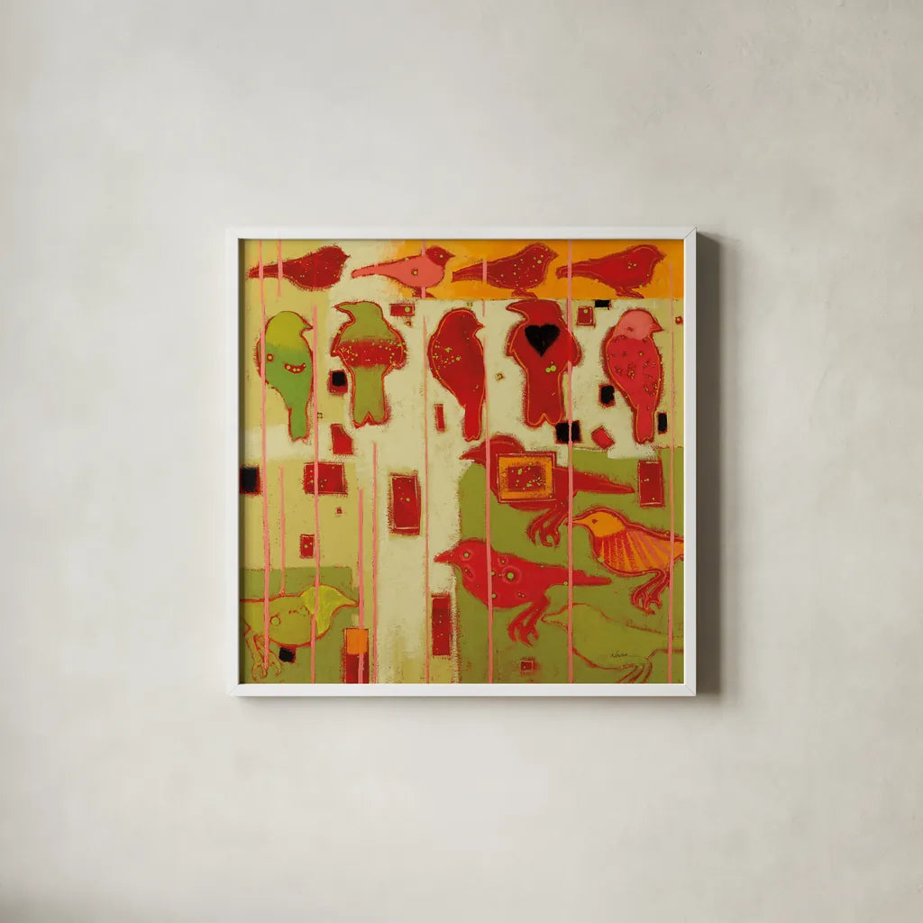 Green Eye by Shirley Novak. Shown in a crisp white glass frame for a clean and minimalist style. Available as an archival giclee rolled canvas, fine art paper, or poster print. SKU 92999a.