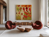 Green Eye by Shirley Novak. Shown as extra-large giant wall art in a modern living room. Available as an archival giclee rolled canvas, fine art paper, or poster print. SKU 92999a.