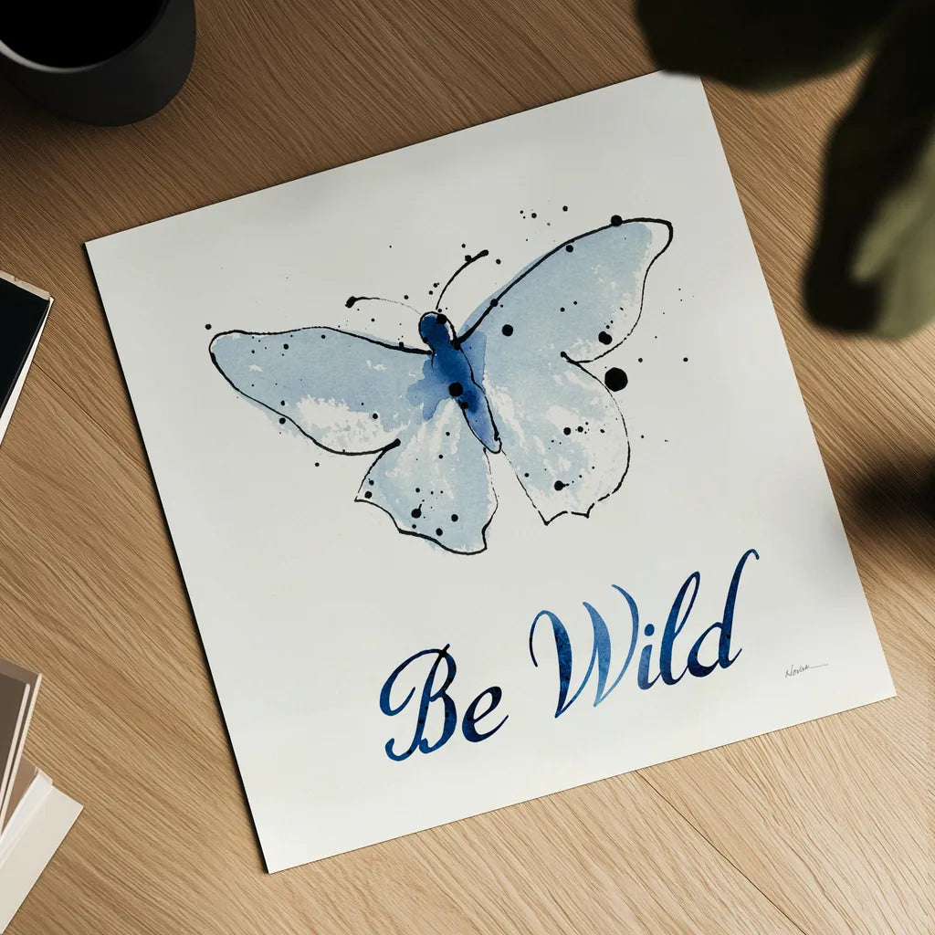 Independent Blooms Blue IX by Shirley Novak. Shown as a detailed flat fine art print, highlighting archival giclee quality. Available as an archival giclee rolled canvas, fine art paper, or poster print. SKU 34123a.