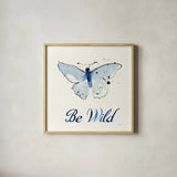 Independent Blooms Blue IX by Shirley Novak. Shown in a natural wood glass frame for a timeless modern aesthetic. Available as an archival giclee rolled canvas, fine art paper, or poster print. SKU 34123a.