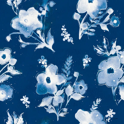 Independent Blooms Blue Pattern IB by Shirley Novak. SKU 42943a. Archival Giclee Fine art print for wall decor.