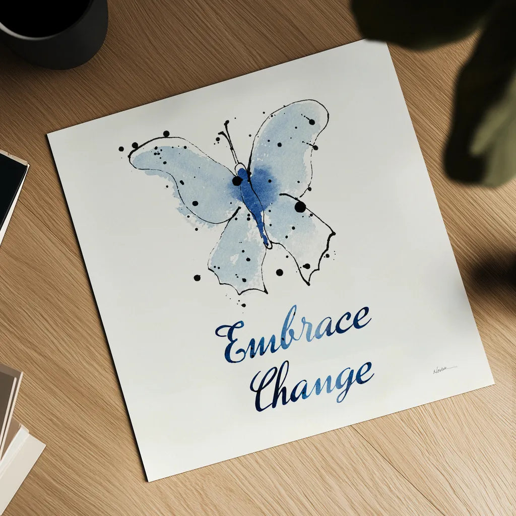 Independent Blooms Blue X by Shirley Novak. Shown as a detailed flat fine art print, highlighting archival giclee quality. Available as an archival giclee rolled canvas, fine art paper, or poster print. SKU 34124a.