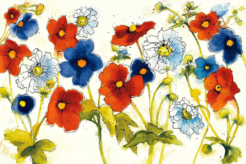 Independent Blooms I by Shirley Novak. SKU 29142i. Archival Giclee Fine art print for wall decor.