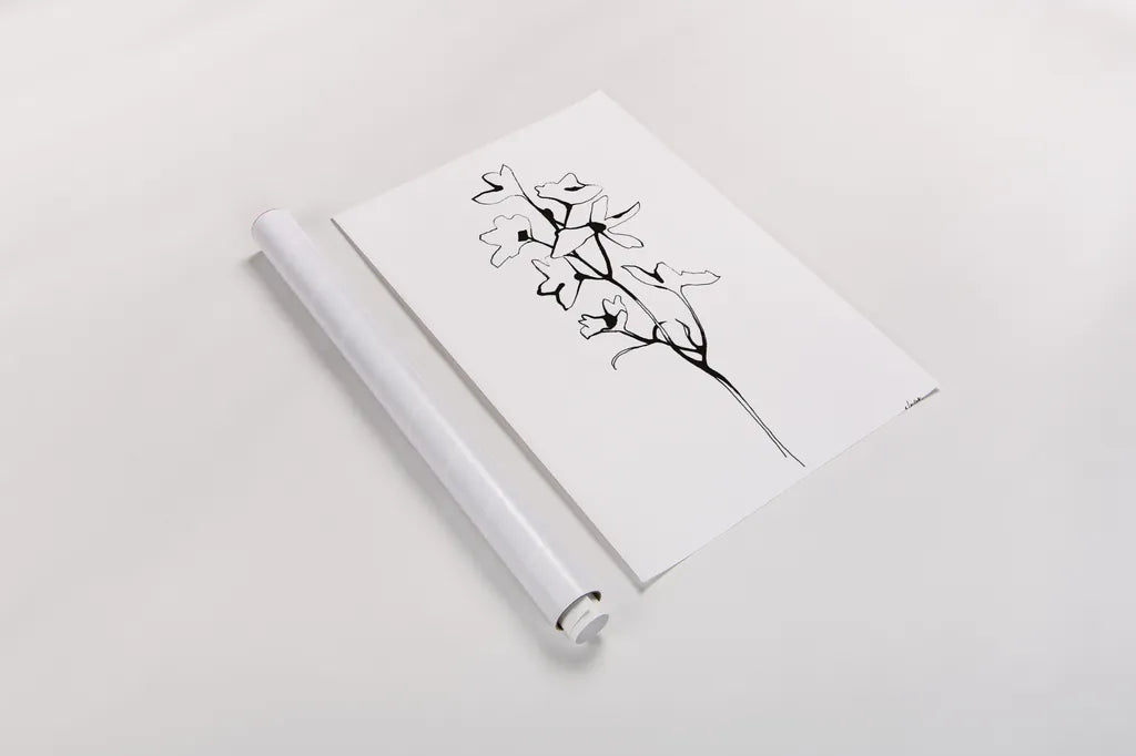 Ink Botanical by Shirley Novak. shown as a rolled paper print. Available as archival giclee rolled canvas, fine art paper, or poster print. SKU 96827h.