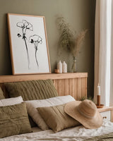 Ink Flowers by Shirley Novak. shown as a paper print in a natural frame. Available as a archival giclee rolled canvas, fine art paper, or poster print. SKU 96828h.