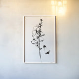 Ink Foxglove by Shirley Novak. shown as a paper print in a white frame. Available as a archival giclee rolled canvas, fine art paper, or poster print. SKU 89290h.