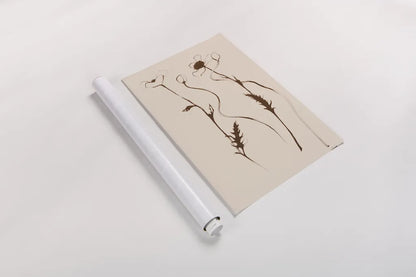 Ink Poppies Sepia by Shirley Novak. shown as a rolled paper print. Available as archival giclee rolled canvas, fine art paper, or poster print. SKU 91298h.