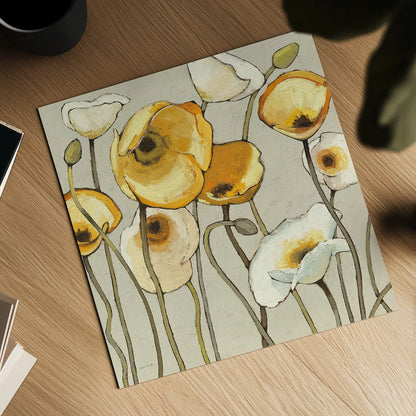 Jaune Gris II by Shirley Novak. Shown as a detailed flat fine art print, highlighting archival giclee quality. Available as an archival giclee rolled canvas, fine art paper, or poster print. SKU 11124a.