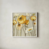 Jaune Gris II by Shirley Novak. Shown in a crisp white glass frame for a clean and minimalist style. Available as an archival giclee rolled canvas, fine art paper, or poster print. SKU 11124a.