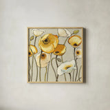 Jaune Gris II by Shirley Novak. Shown in a natural wood glass frame for a timeless modern aesthetic. Available as an archival giclee rolled canvas, fine art paper, or poster print. SKU 15313a.