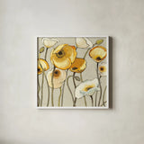 Jaune Gris II by Shirley Novak. Shown in a crisp white glass frame for a clean and minimalist style. Available as an archival giclee rolled canvas, fine art paper, or poster print. SKU 15313a.
