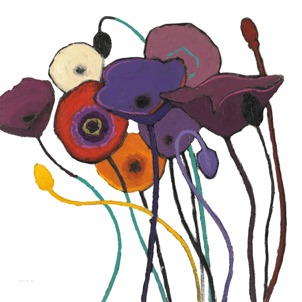 Jewel Tones on White by Shirley Novak. SKU 52140a. Archival Giclee Fine art print for wall decor.