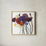 Jewel Tones on White by Shirley Novak. Shown in a natural wood glass frame for a timeless modern aesthetic. Available as an archival giclee rolled canvas, fine art paper, or poster print. SKU 52140a.