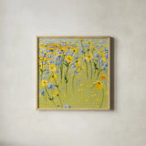 Joyful In July II by Shirley Novak. Shown in a natural wood glass frame for a timeless modern aesthetic. Available as an archival giclee rolled canvas, fine art paper, or poster print. SKU 26625a.
