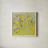 Joyful In July II by Shirley Novak. Shown in a crisp white glass frame for a clean and minimalist style. Available as an archival giclee rolled canvas, fine art paper, or poster print. SKU 26625a.