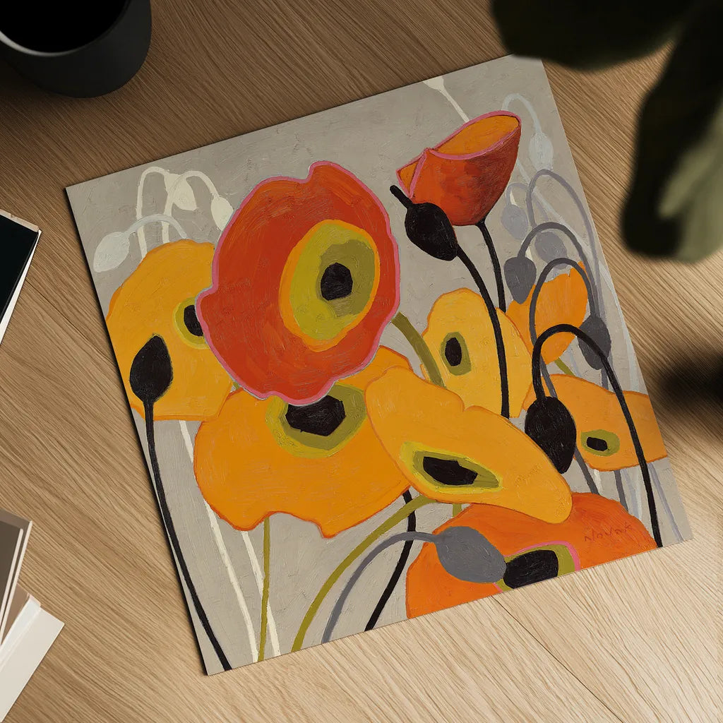 Mango Tango I by Shirley Novak. Shown as a detailed flat fine art print, highlighting archival giclee quality. Available as an archival giclee rolled canvas, fine art paper, or poster print. SKU 10063a.