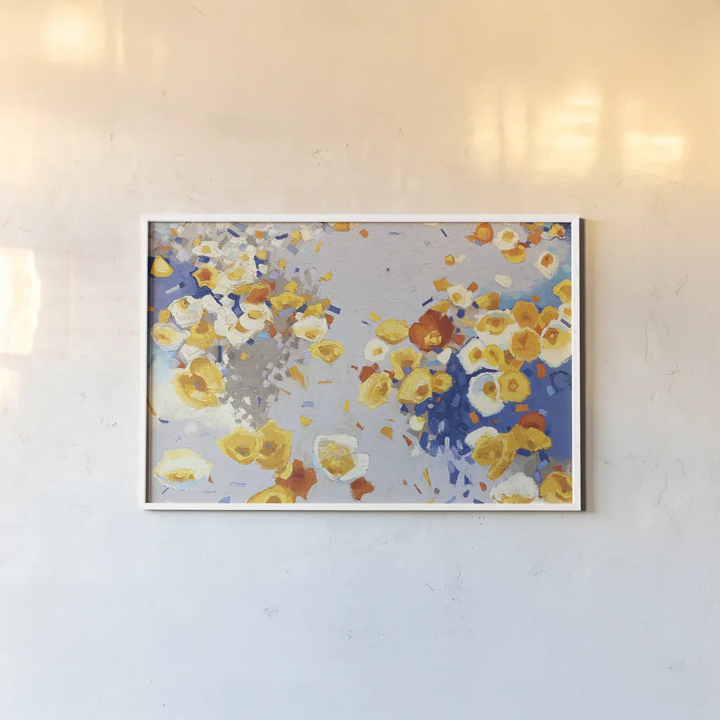 Millefiori Crop by Shirley Novak. shown as a paper print in a white frame. Available as a archival giclee rolled canvas, fine art paper, or poster print. SKU 22149i.
