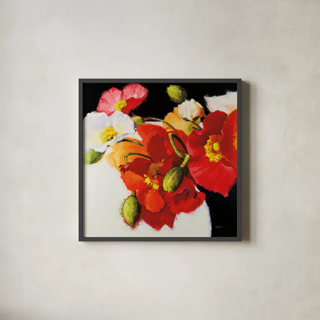 My Audacity I by Shirley Novak. Shown in a sleek black glass frame for a contemporary gallery look. Available as an archival giclee rolled canvas, fine art paper, or poster print. SKU 89329a.