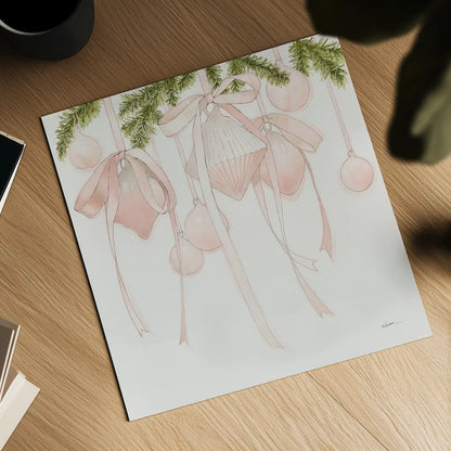 My Pink Christmas by Shirley Novak. Shown as a detailed flat fine art print, highlighting archival giclee quality. Available as an archival giclee rolled canvas, fine art paper, or poster print. SKU 96949a.