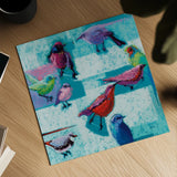 Odd Flock by Shirley Novak. Shown as a detailed flat fine art print, highlighting archival giclee quality. Available as an archival giclee rolled canvas, fine art paper, or poster print. SKU 92997a.