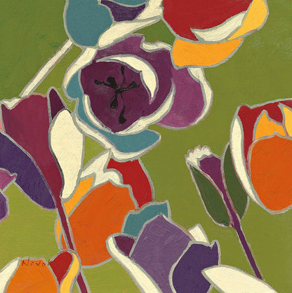 Orange Cloisonne Tulipe I by Shirley Novak. SKU 45158a. Archival Giclee Fine art print for wall decor.