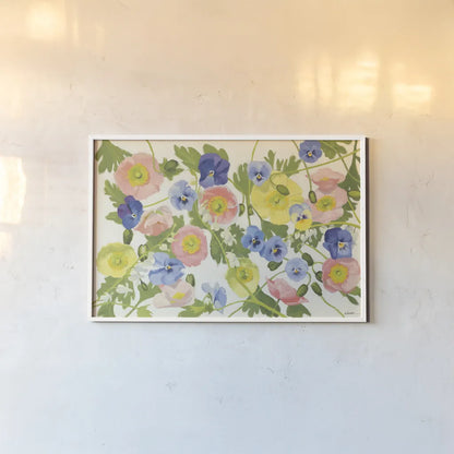 Overall Floral by Shirley Novak. shown as a paper print in a white frame. Available as a archival giclee rolled canvas, fine art paper, or poster print. SKU 101146i.