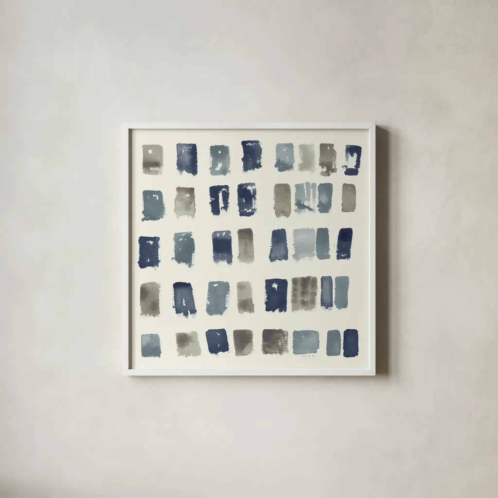 Pas Parfait III Neutral by Shirley Novak. Shown in a crisp white glass frame for a clean and minimalist style. Available as an archival giclee rolled canvas, fine art paper, or poster print. SKU 68391a.