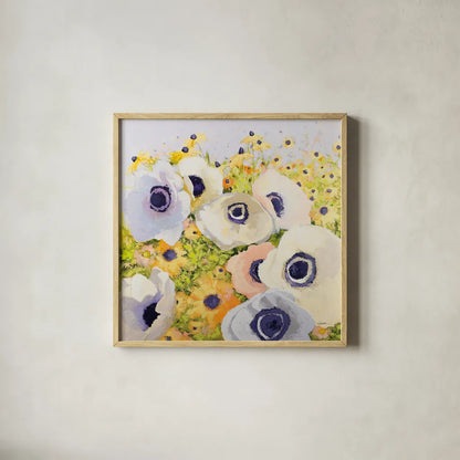 Pastels by Shirley Novak. Shown in a natural wood glass frame for a timeless modern aesthetic. Available as an archival giclee rolled canvas, fine art paper, or poster print. SKU 89488a.