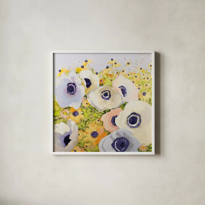 Pastels by Shirley Novak. Shown in a crisp white glass frame for a clean and minimalist style. Available as an archival giclee rolled canvas, fine art paper, or poster print. SKU 89488a.