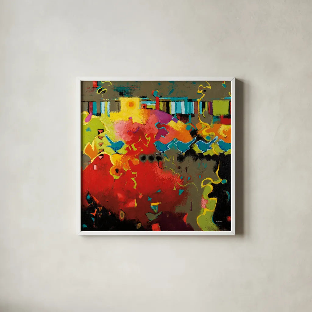 Piano Keys by Shirley Novak. Shown in a crisp white glass frame for a clean and minimalist style. Available as an archival giclee rolled canvas, fine art paper, or poster print. SKU 93001a.