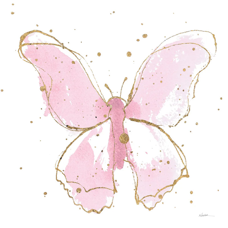Pink Gilded Butterflies II by Shirley Novak. SKU 78821a. Archival Giclee Fine art print for wall decor.