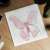 Pink Gilded Butterflies II by Shirley Novak. Shown as a detailed flat fine art print, highlighting archival giclee quality. Available as an archival giclee rolled canvas, fine art paper, or poster print. SKU 78821a.