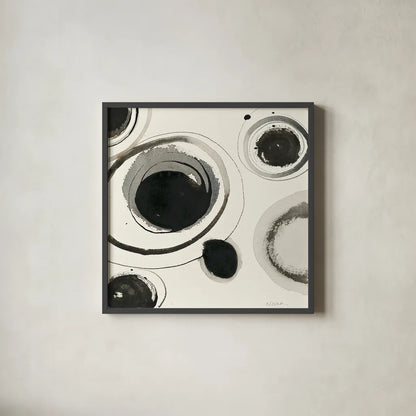 Planetary I by Shirley Novak. Shown in a sleek black glass frame for a contemporary gallery look. Available as an archival giclee rolled canvas, fine art paper, or poster print. SKU 22917a.