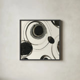 Planetary II by Shirley Novak. Shown in a sleek black glass frame for a contemporary gallery look. Available as an archival giclee rolled canvas, fine art paper, or poster print. SKU 22918a.