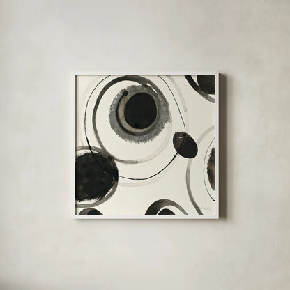 Planetary II by Shirley Novak. Shown in a crisp white glass frame for a clean and minimalist style. Available as an archival giclee rolled canvas, fine art paper, or poster print. SKU 22918a.