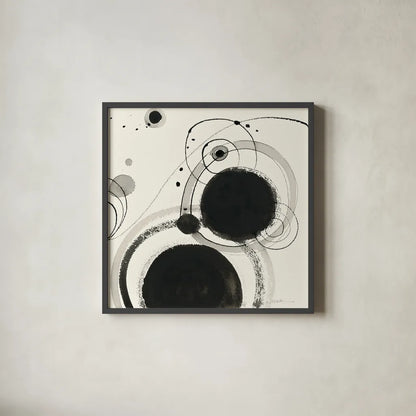 Planetary III by Shirley Novak. Shown in a sleek black glass frame for a contemporary gallery look. Available as an archival giclee rolled canvas, fine art paper, or poster print. SKU 22919a.