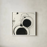 Planetary III by Shirley Novak. Shown in a crisp white glass frame for a clean and minimalist style. Available as an archival giclee rolled canvas, fine art paper, or poster print. SKU 22919a.
