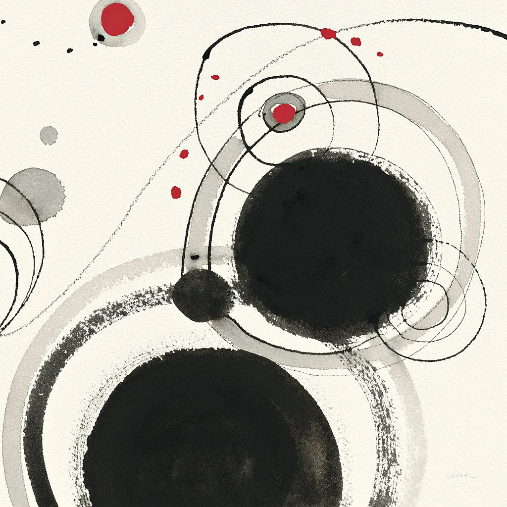 Planetary III with Red by Shirley Novak. SKU 30935a. Archival Giclee Fine art print for wall decor.